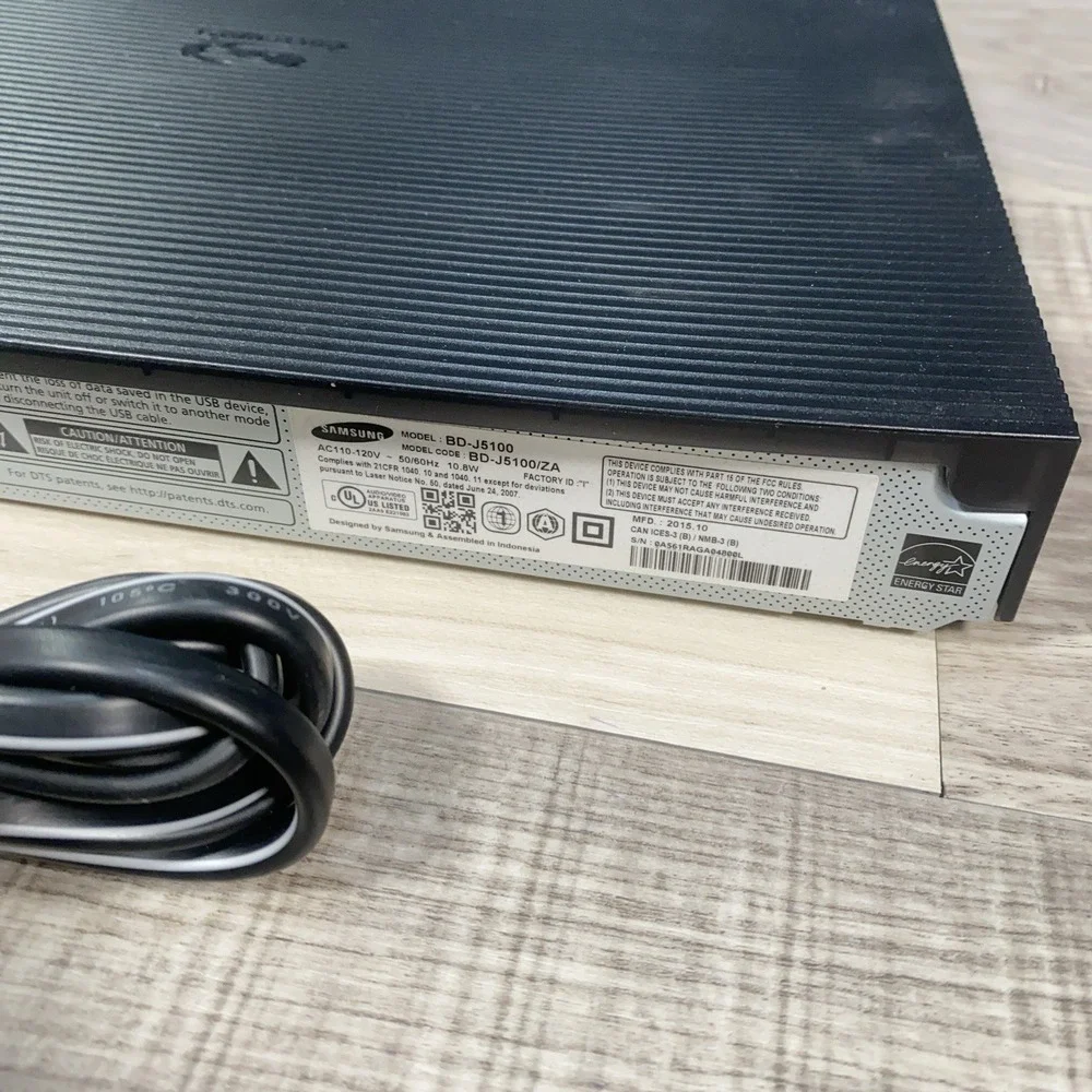 Samsung BD-J5100 Blu-Ray DVD CD Player Wi-Fi Streaming  Tested‎ No Remote